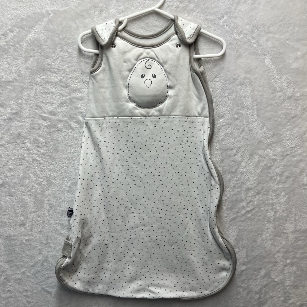 Nested Bean Wearable Blanket Sleepsack 0-6 Months White Gray Stars Cotton